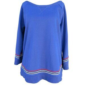 Lucky Lotus by Lucky Brand Embroidered Blue Sweatshirt Raglan Sleeve Medium